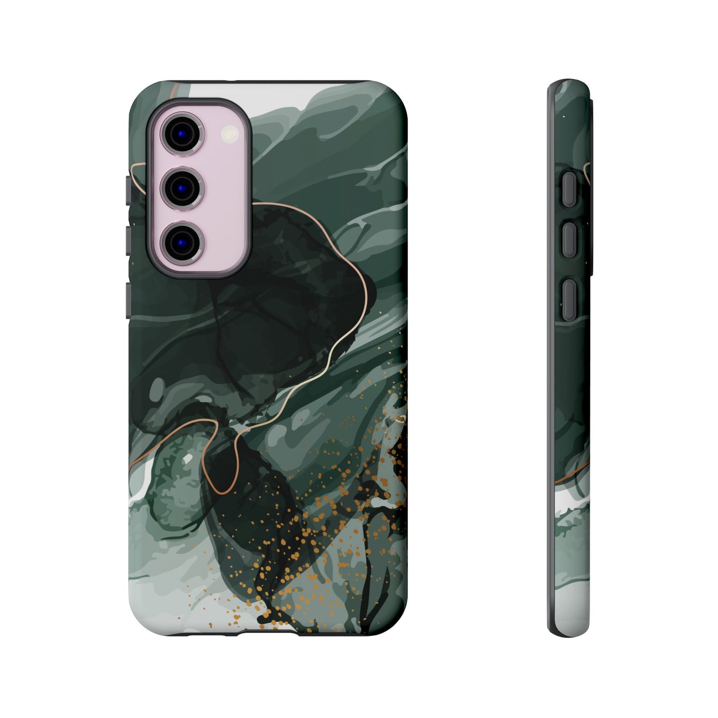 Green Marble Design with Gold Accents iPhone/Samsung Tough Phone Case