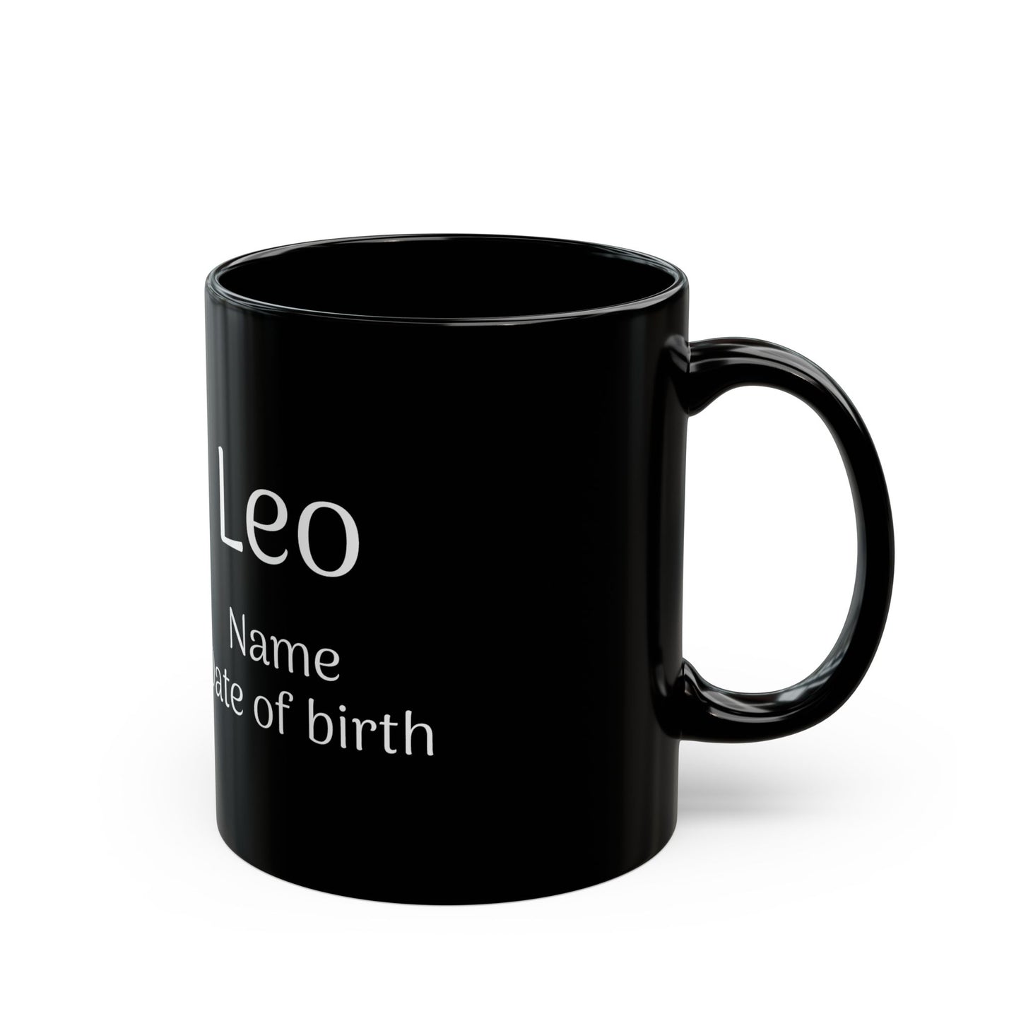 Personalized Leo Astrology Mug - Custom Name & Birth Date - 11oz/15oz Black Coffee Cup