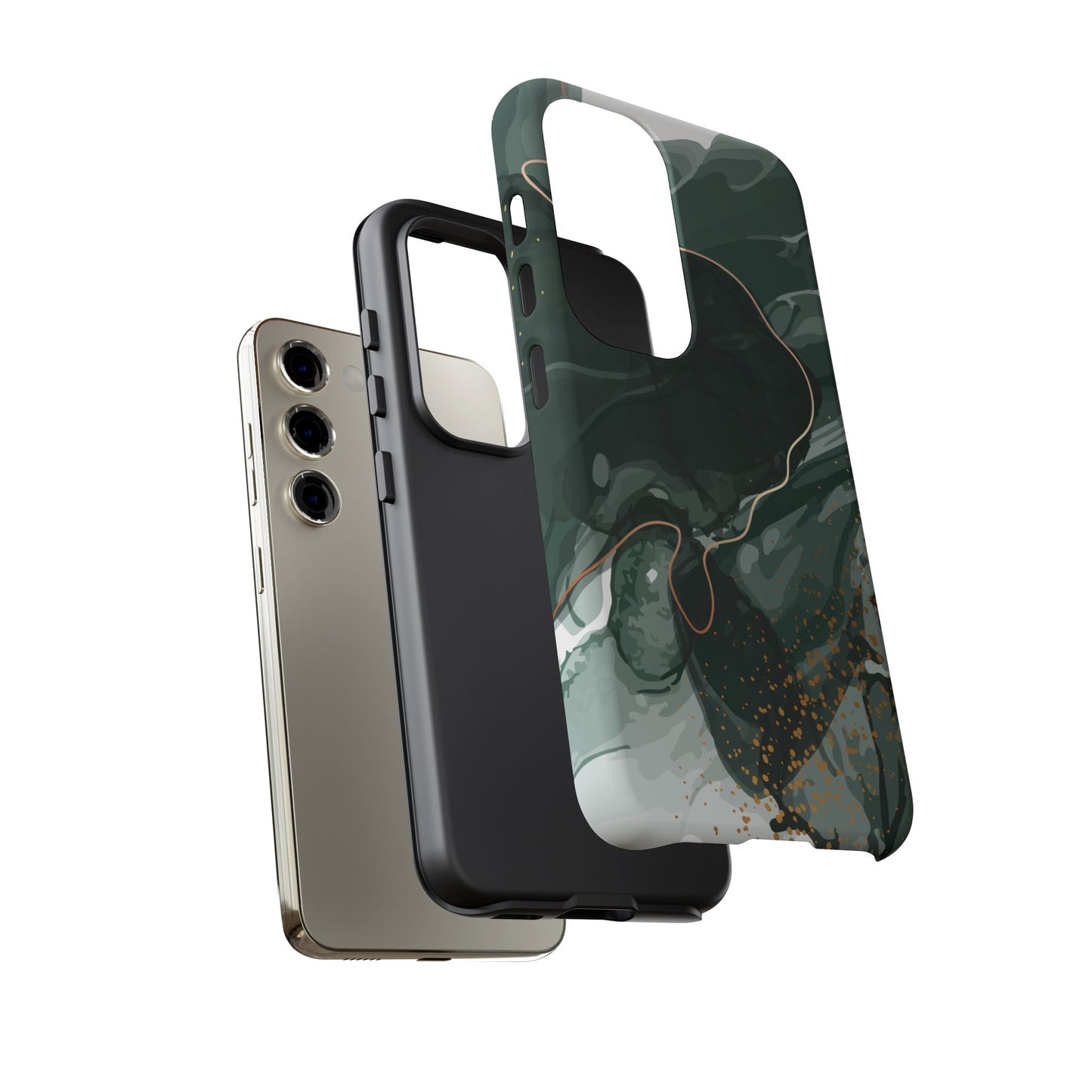 Green Marble Design with Gold Accents iPhone/Samsung Tough Phone Case