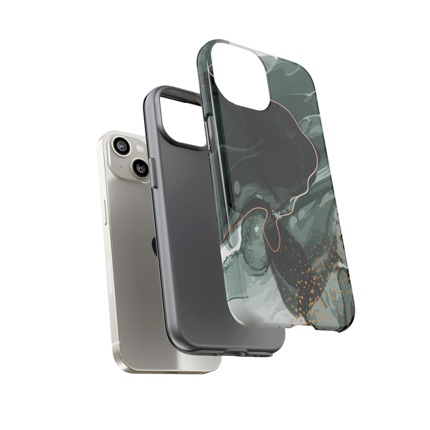 Green Marble Design with Gold Accents iPhone/Samsung Tough Phone Case