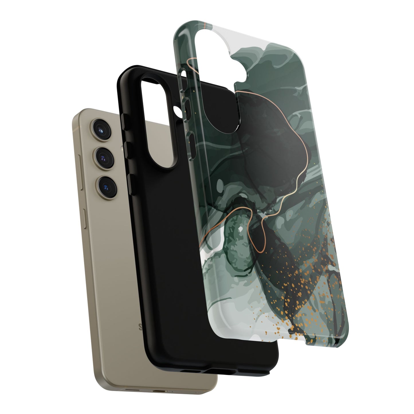 Green Marble Design with Gold Accents iPhone/Samsung Tough Phone Case