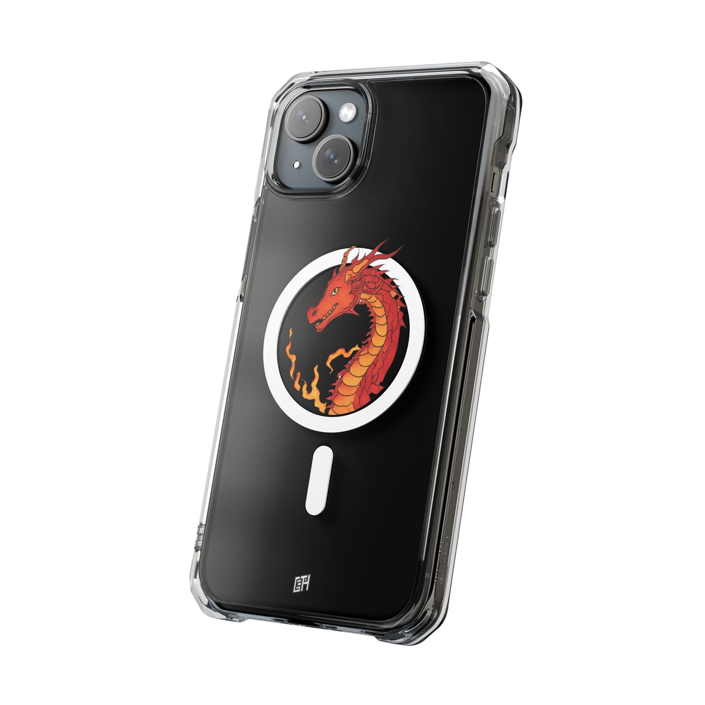 iPhone Case - MagSafe Compatible Charging- Fire Dragon Design with - Magnetic Clear Impact Cases