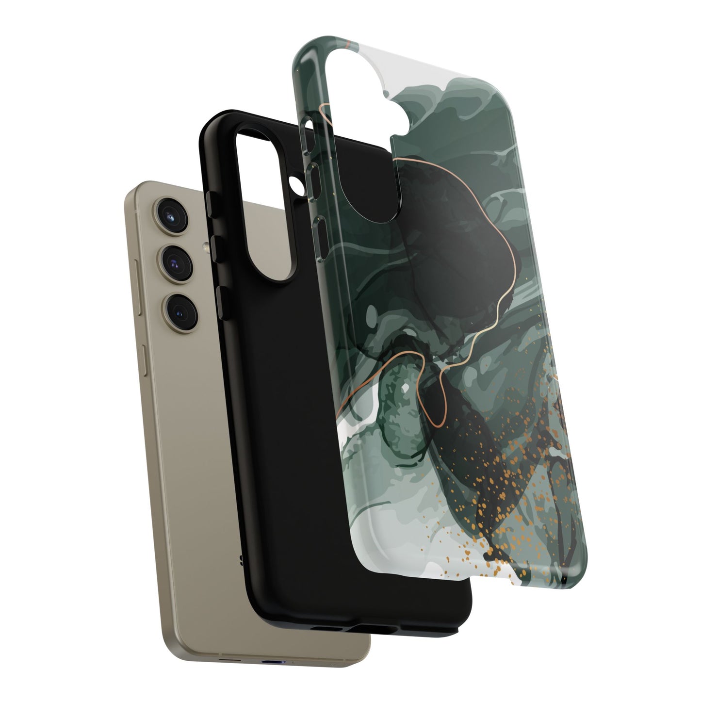 Green Marble Design with Gold Accents iPhone/Samsung Tough Phone Case