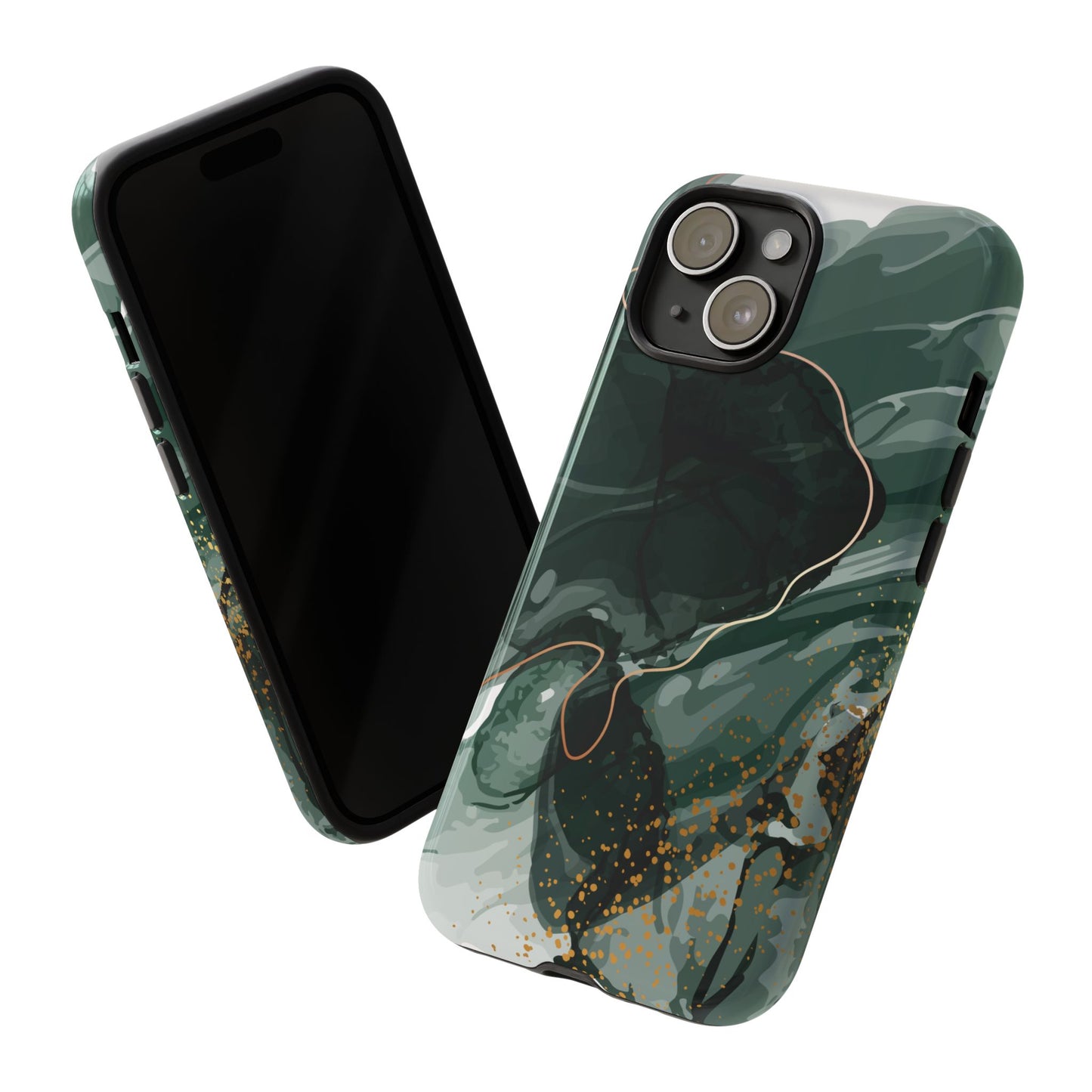 Green Marble Design with Gold Accents iPhone/Samsung Tough Phone Case