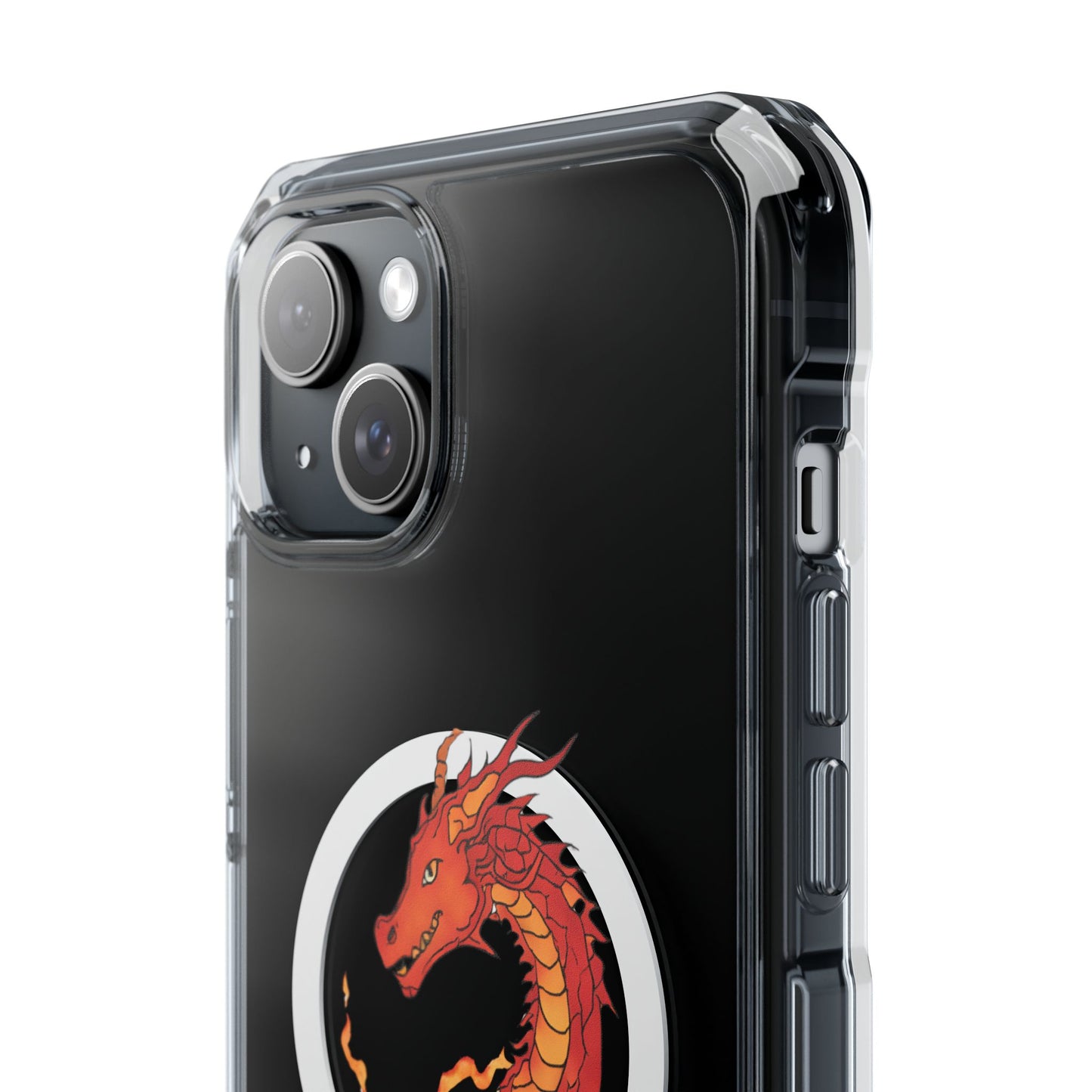 iPhone Case - MagSafe Compatible Charging- Fire Dragon Design with - Magnetic Clear Impact Cases